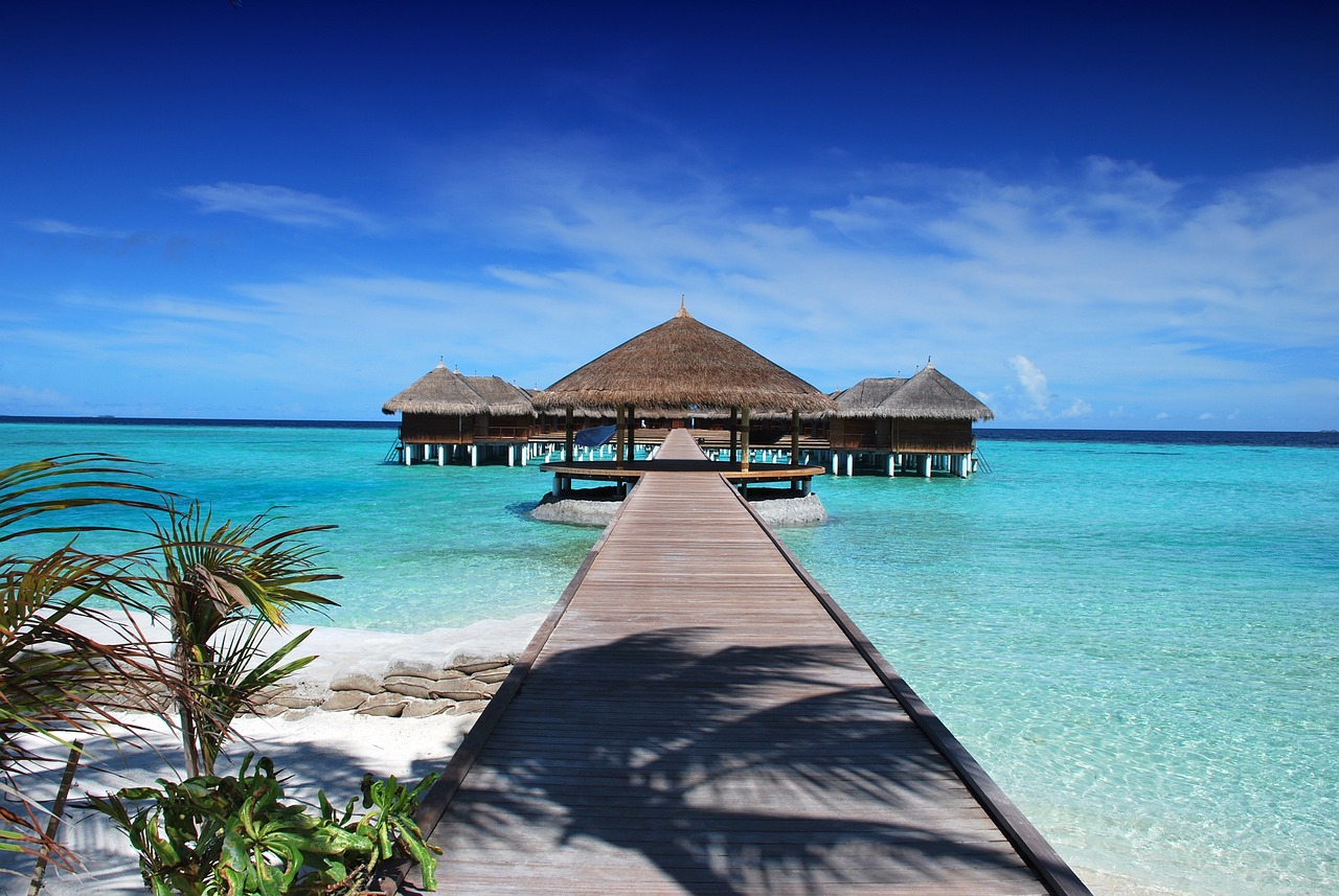 Aerial view of Maldives islands